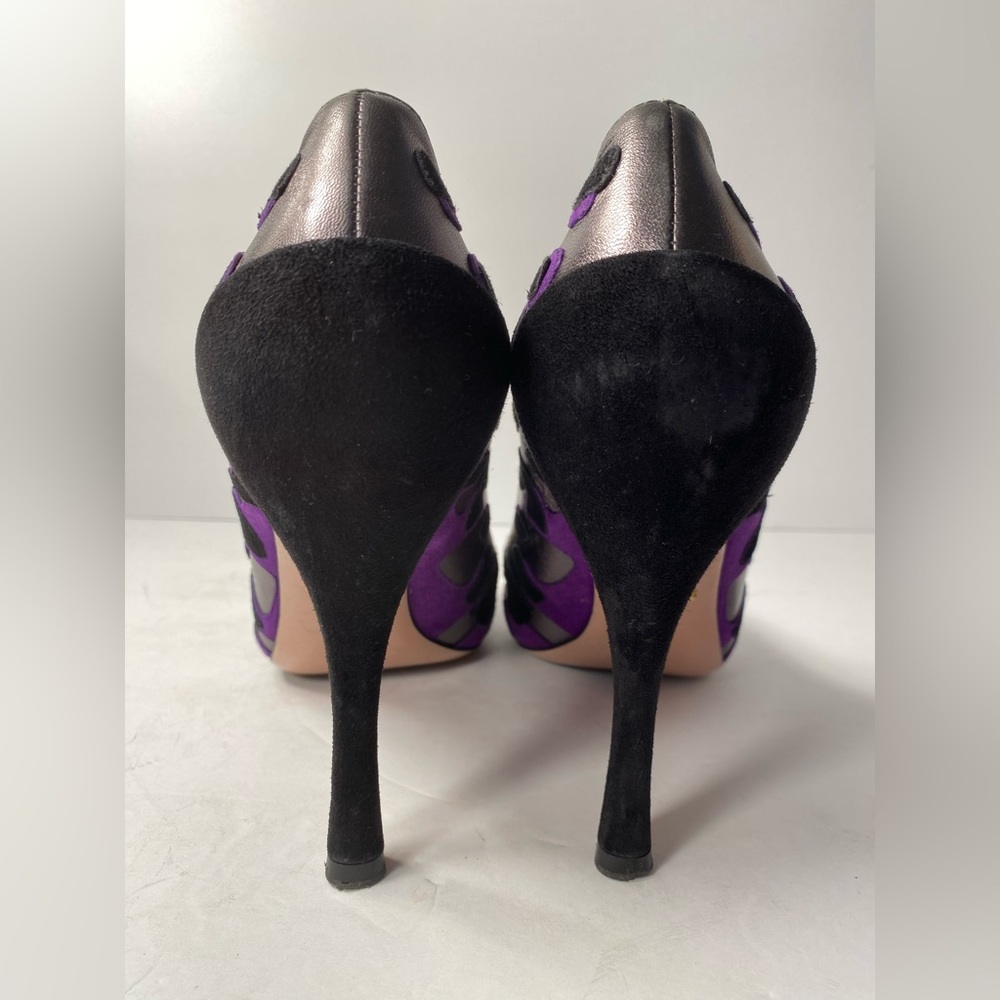 Prada suede pumps heels leopard pewter black purple 40 - Picture 5 of 12